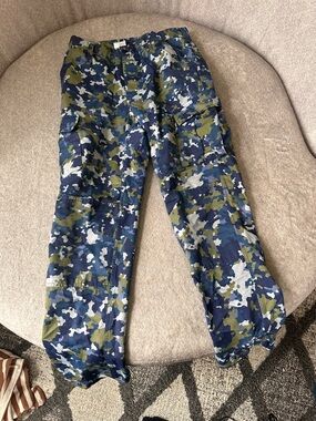 Blue and Olive Camouflage Cargo Pants